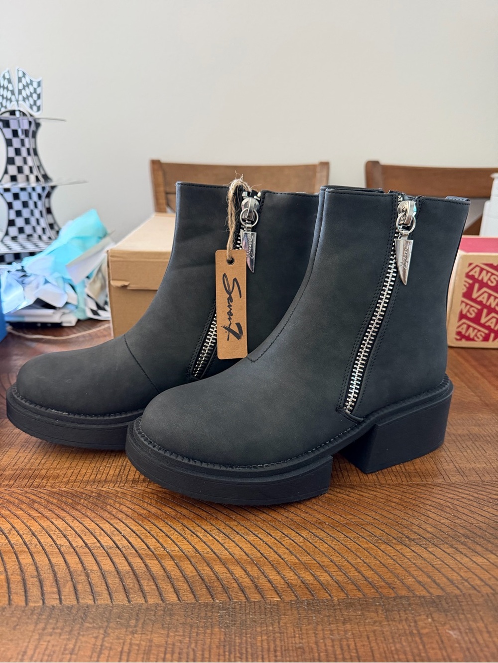 Seven7 Black Side-Zip Platform Booties